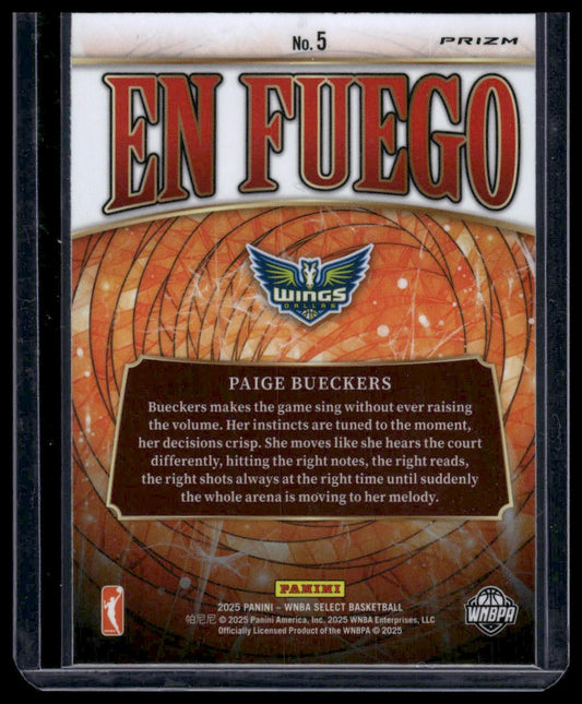 2025 Panini Select WNBA #5 Paige Bueckers En Fuego Flash Prizm