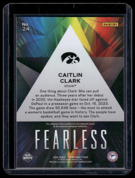 2024 Panini Prizm Draft Picks #24 Caitlin Clark Fearless