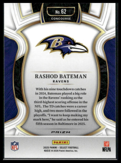 2025 Panini Select Football #62 Rashod Bateman Silver