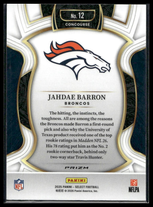 2025 Panini Select Football #12 Jahdae Barron Silver