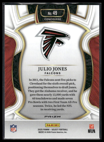 2025 Panini Select Football #49 Julio Jones Tri-Color