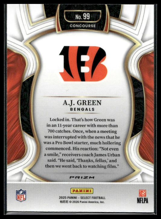 2025 Panini Select Football #99 A.J. Green Tri-Color