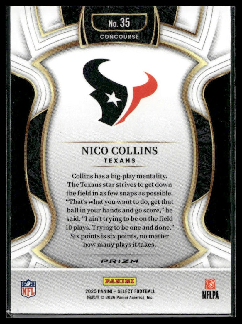 2025 Panini Select Football #35 Nico Collins Tri-Color