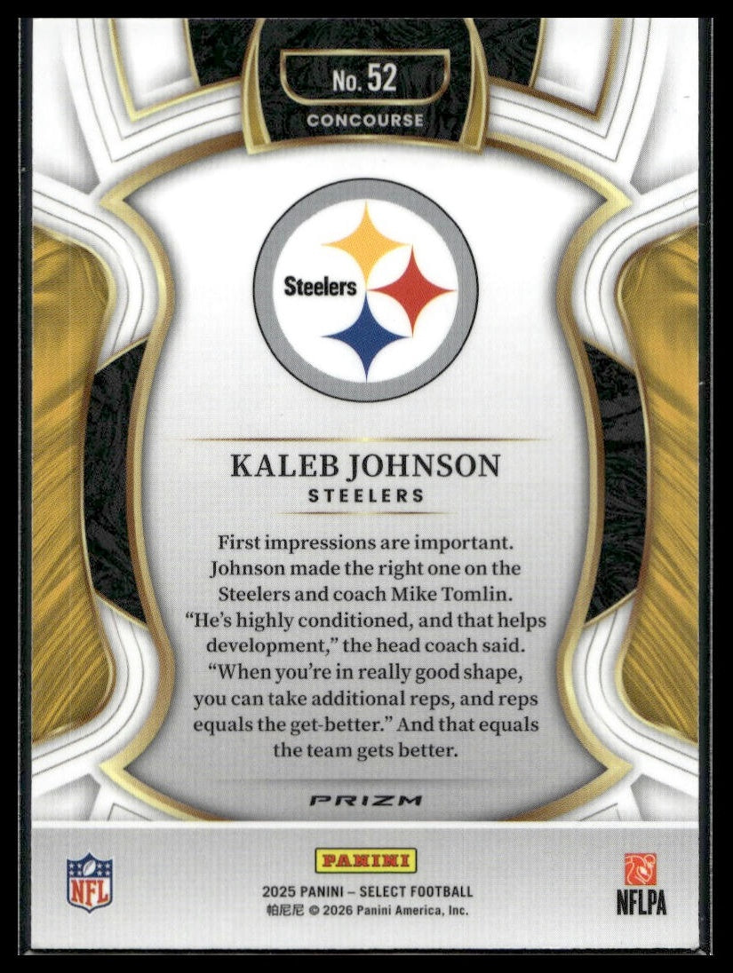 2025 Panini Select Football #52 Kaleb Johnson Copper Shock Prizm