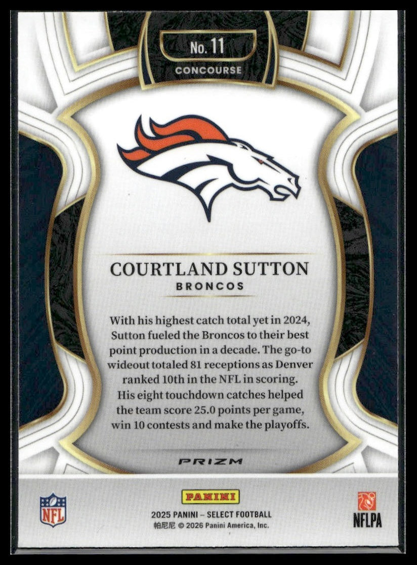2025 Panini Select Football #11 Courtland Sutton Tri-Color