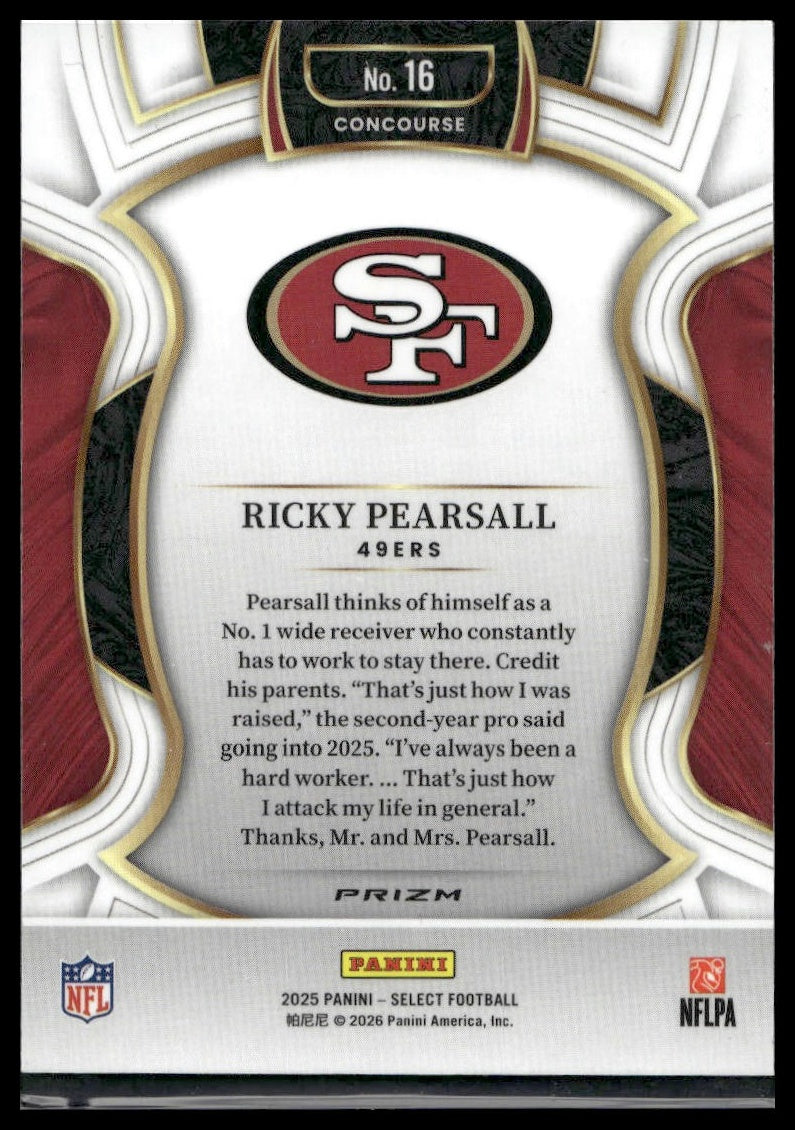 2025 Panini Select Football #16 Ricky Pearsall Silver