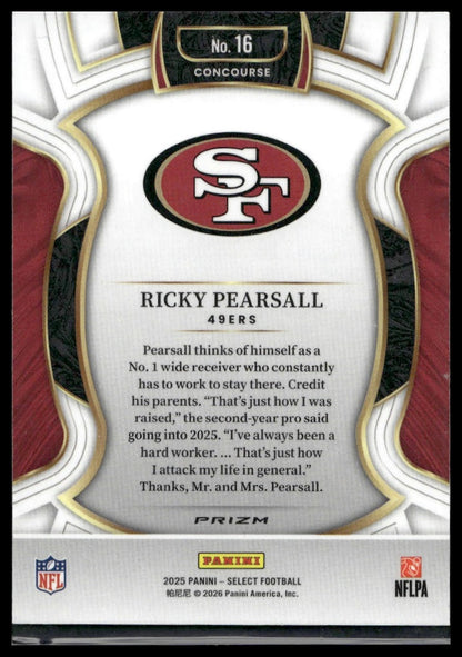 2025 Panini Select Football #16 Ricky Pearsall Silver