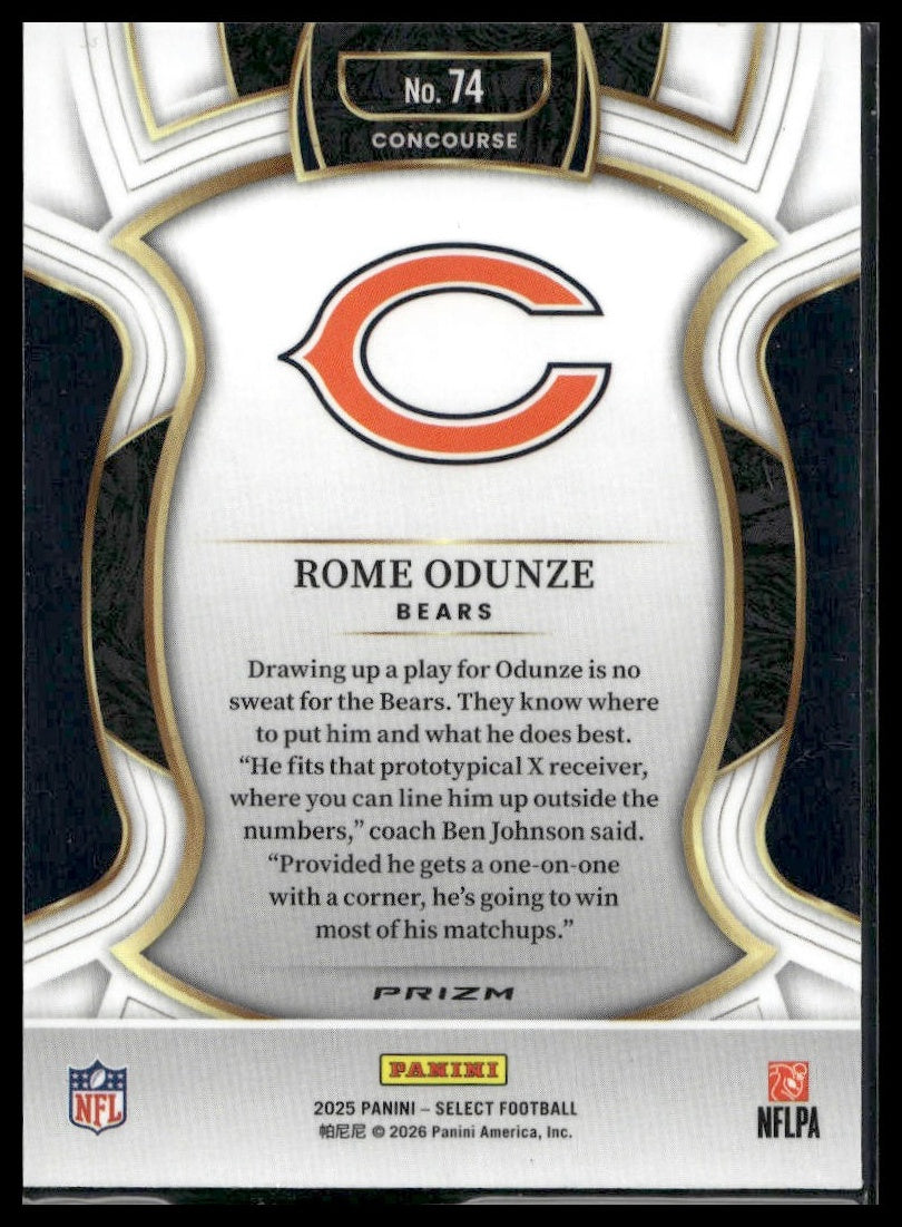 2025 Panini Select Football #74 Rome Odunze Tri-Color