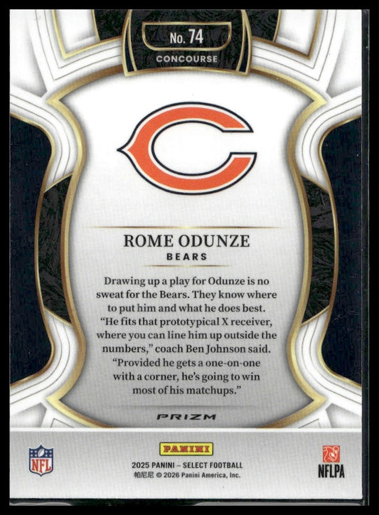 2025 Panini Select Football #74 Rome Odunze Tri-Color