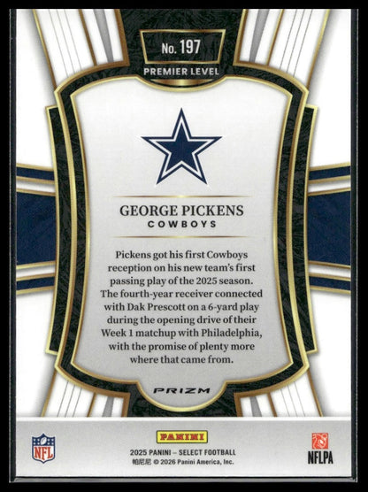 2025 Panini Select Football #197 George Pickens Silver