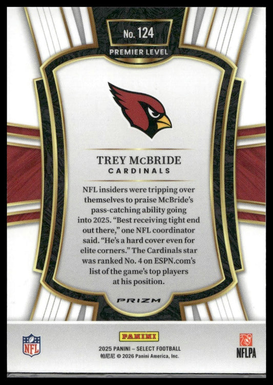 2025 Panini Select Football #124 Trey McBride Red Shock Prizm
