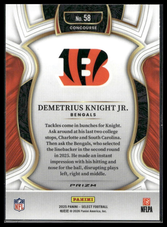 2025 Panini Select Football #58 Demetrius Knight Jr. Copper Shock Prizm