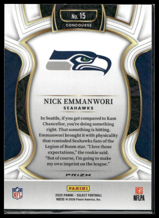 2025 Panini Select Football #15 Nick Emmanwori Copper Shock Prizm