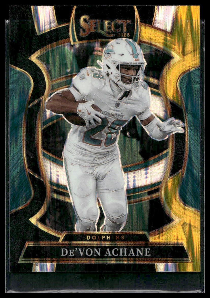2025 Panini Select Football #81 De'Von Achane Copper Shock Prizm