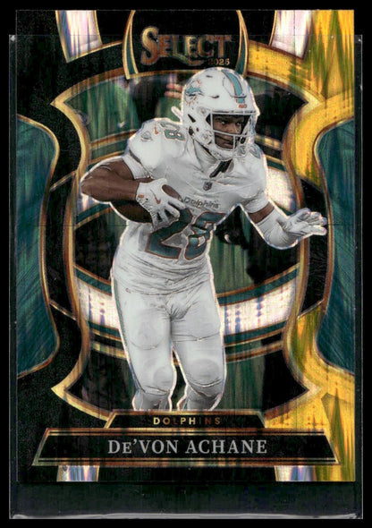 2025 Panini Select Football #81 De'Von Achane Copper Shock Prizm