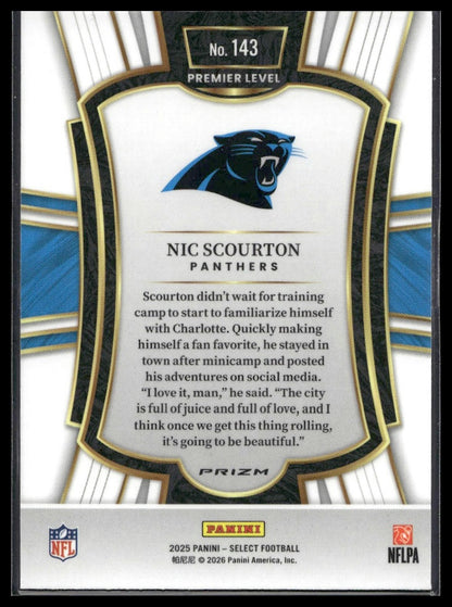 2025 Panini Select Football #143 Nic Scourton Copper Shock Prizm