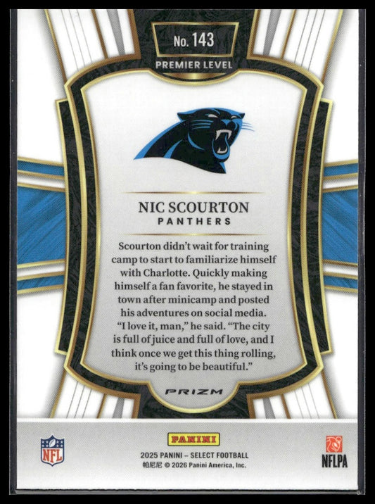 2025 Panini Select Football #143 Nic Scourton Copper Shock Prizm