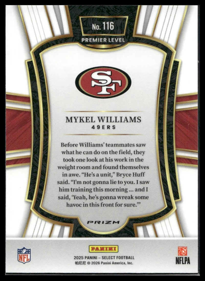 2025 Panini Select Football #116 Mykel Williams Silver