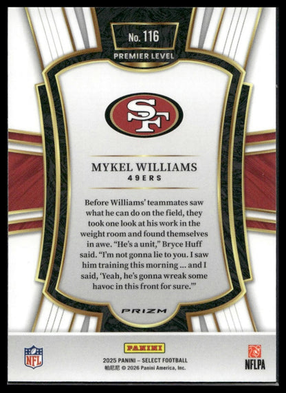 2025 Panini Select Football #116 Mykel Williams Silver