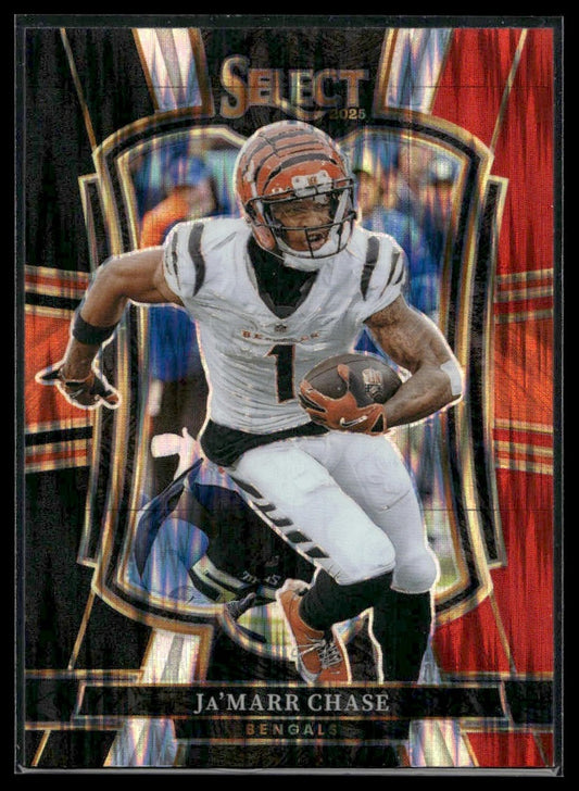 2025 Panini Select Football #157 Ja'Marr Chase Orange Shock Prizm
