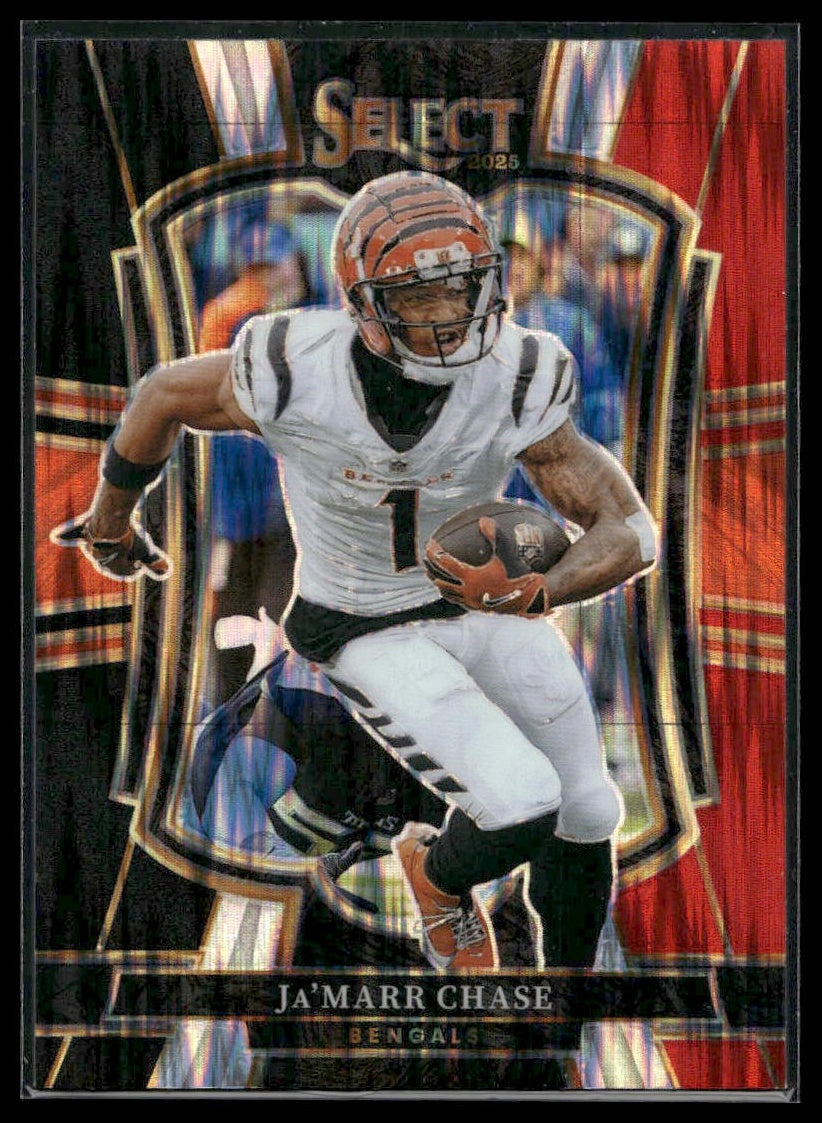 2025 Panini Select Football #157 Ja'Marr Chase Orange Shock Prizm