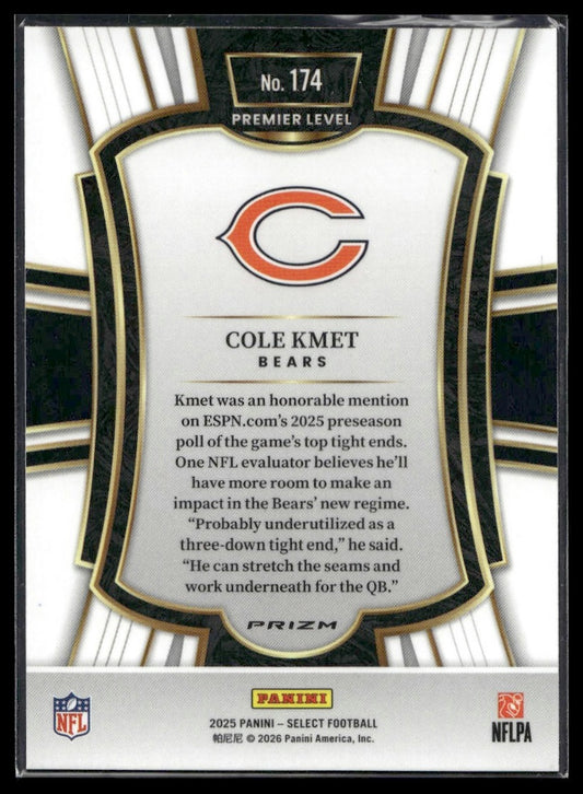 2025 Panini Select Football #174 Cole Kmet Tri-Color