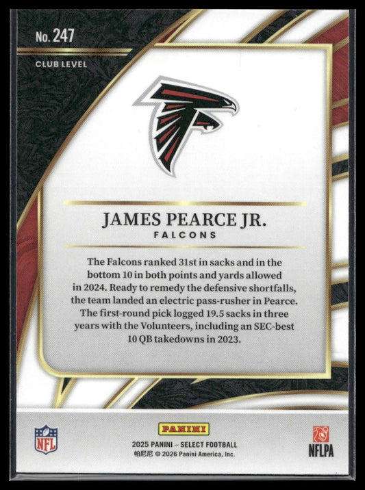 2025 Panini Select Football #247 James Pearce Jr. Base (no Prizm)