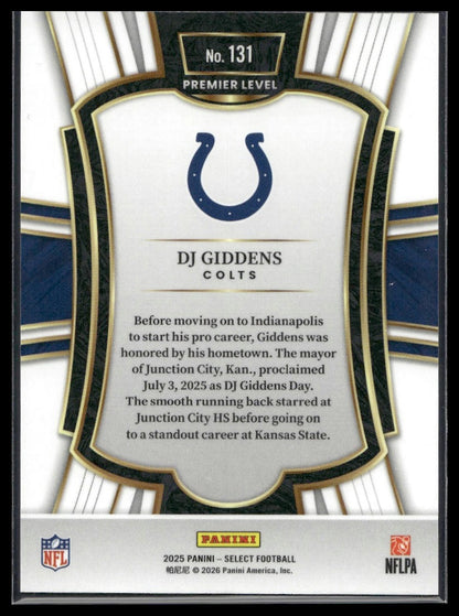 2025 Panini Select Football #131 DJ Giddens Base (no Prizm)