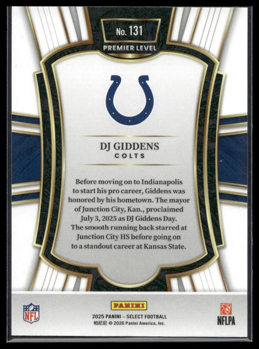2025 Panini Select Football #131 DJ Giddens Base (no Prizm)