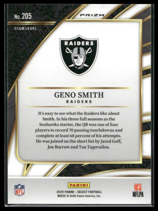 2025 Panini Select Football #205 Geno Smith Copper Shock Prizm