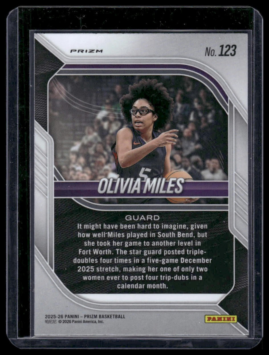 2025-26 Panini Prizm Basketball #123 Olivia Miles Purple Wave