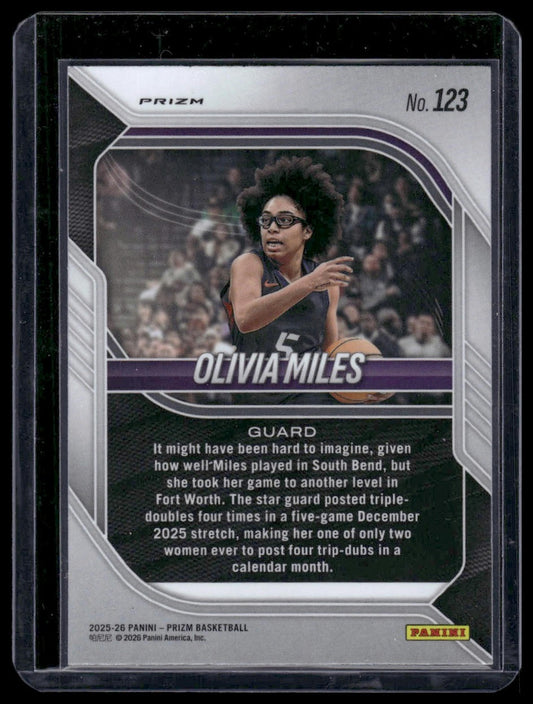 2025-26 Panini Prizm Basketball #123 Olivia Miles Purple Wave