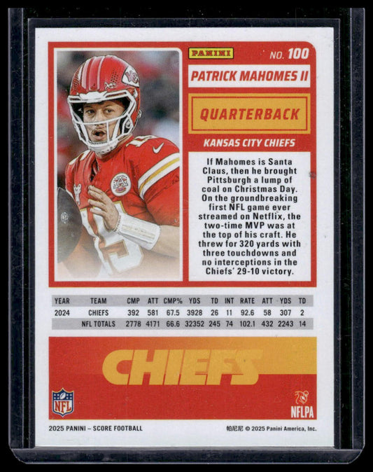 2025 Panini Score Football #100 Patrick Mahomes II Halloween