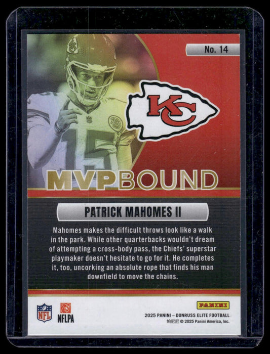 2025 Panini Donruss Elite Football #14 Patrick Mahomes II MVP Bound