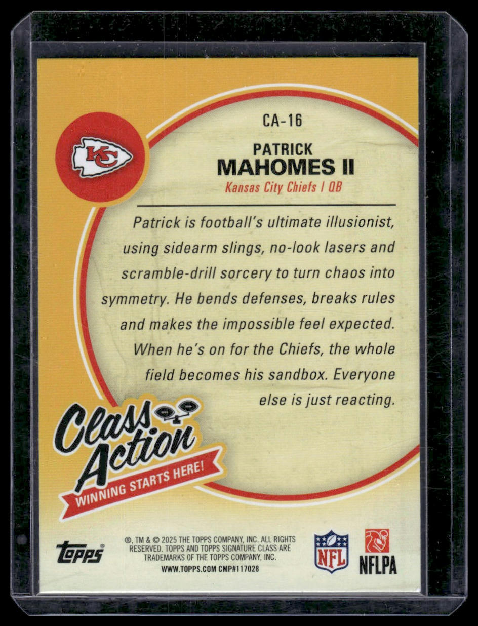 2025 Topps Signature Series Football #CA-16 Patrick Mahomes II Class Action