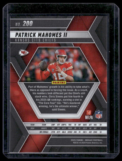 2025 Panini Mosaic Football #200 Patrick Mahomes II
