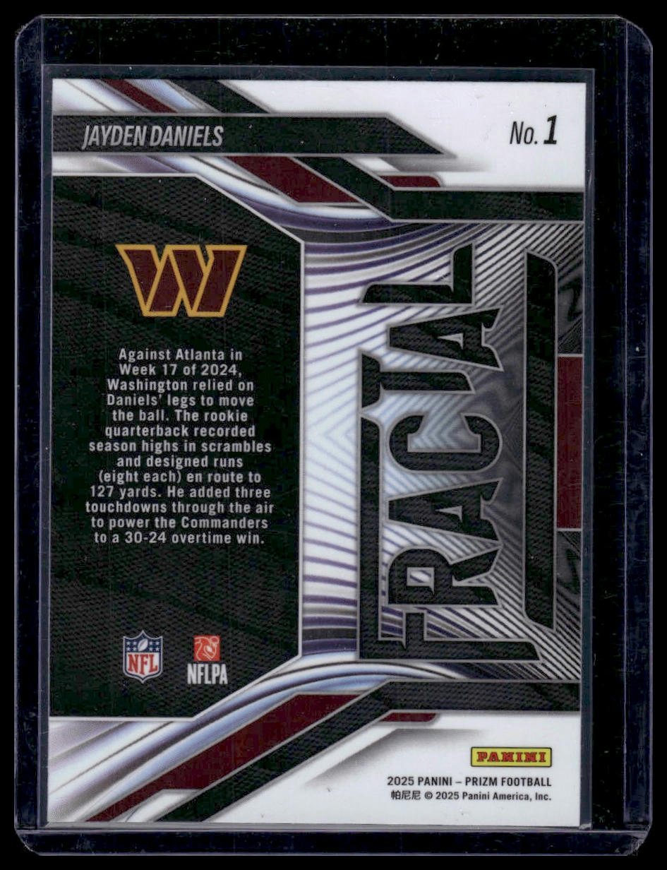 2025 Panini Prizm Football #1 Jayden Daniels No Huddle Fractal