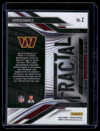 2025 Panini Prizm Football #1 Jayden Daniels No Huddle Fractal