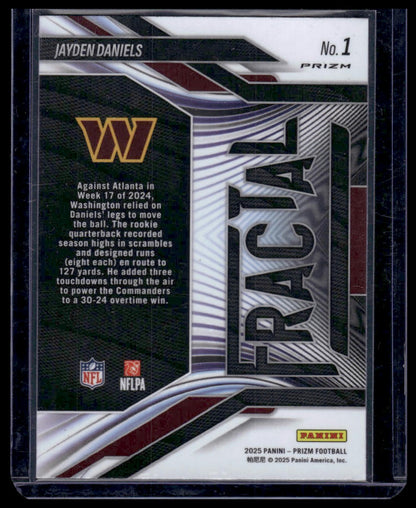 2025 Panini Prizm Football #1 Jayden Daniels No Huddle Fractal Green