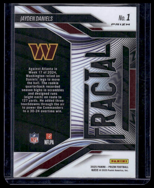 2025 Panini Prizm Football #1 Jayden Daniels No Huddle Fractal Green