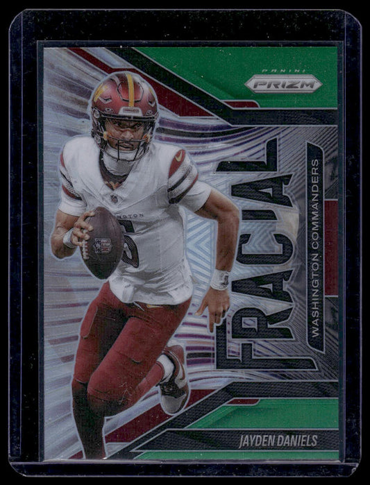 2025 Panini Prizm Football #1 Jayden Daniels No Huddle Fractal Green