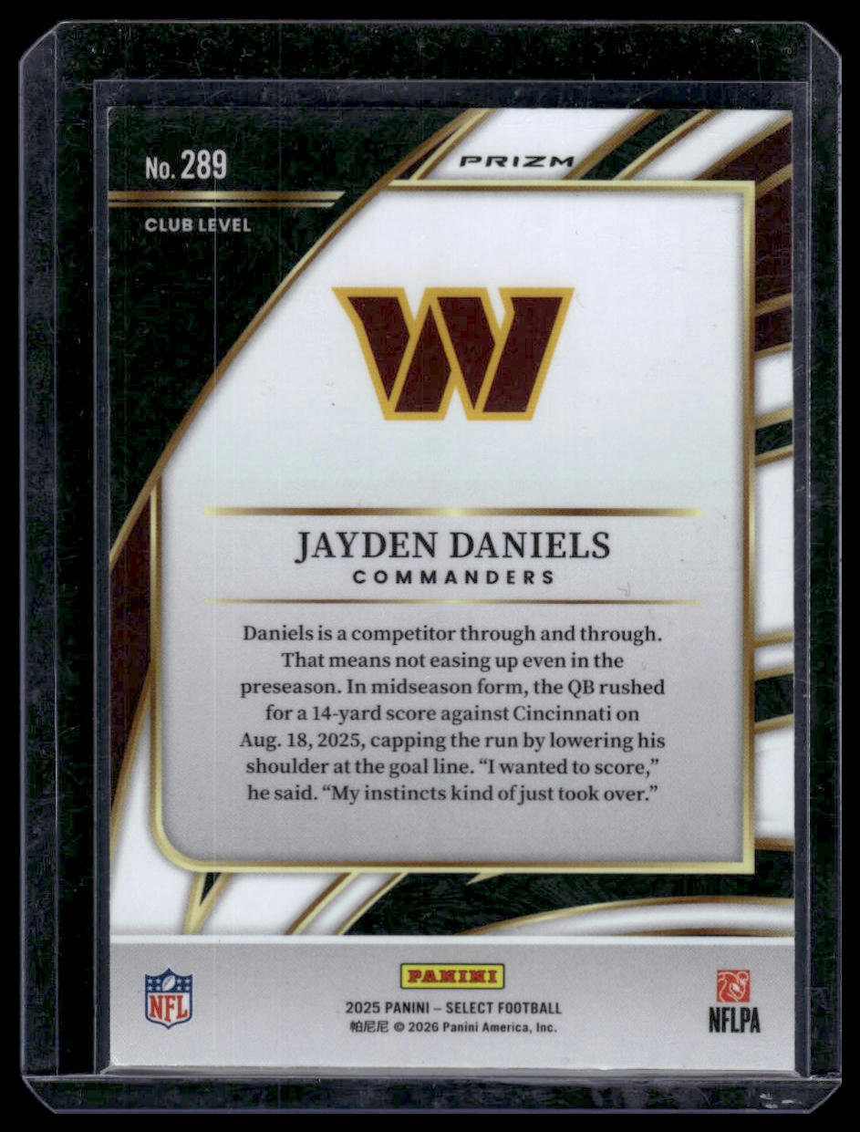 2025 Panini Select Football #289 Jayden Daniels Club Level Silver