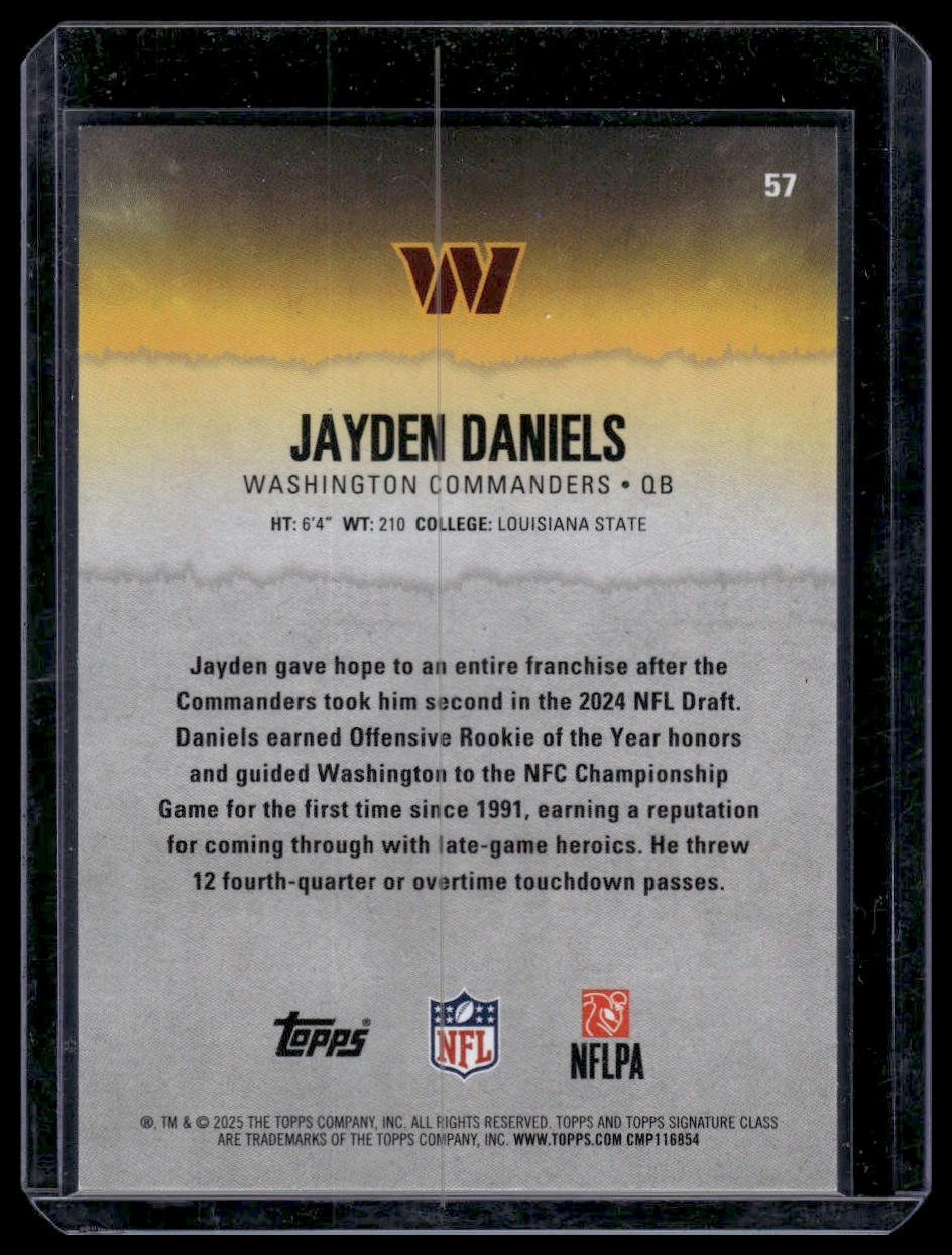 2025 Topps Signature Class Football #57 Jayden Daniels Round 1 Pick 2