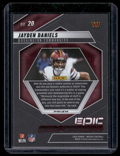 2025 Mosaic Football #20 Jayden Daniels Epic Performers Green Mosaic Prizm