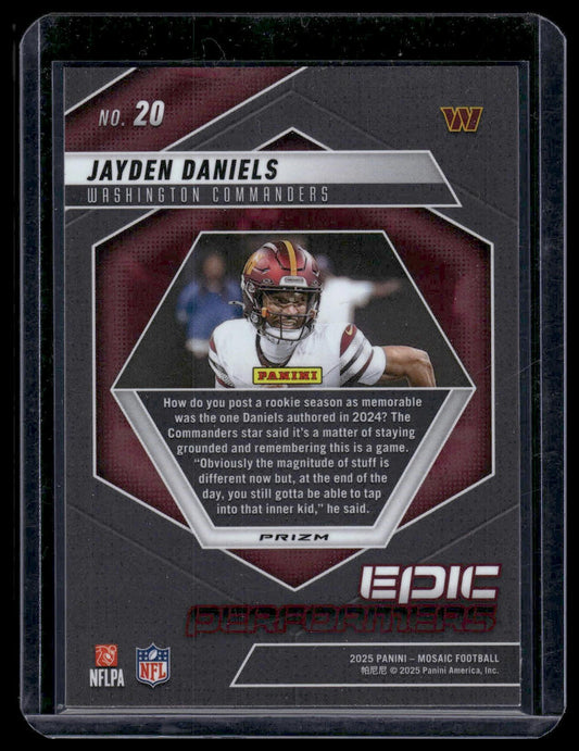 2025 Mosaic Football #20 Jayden Daniels Epic Performers Green Mosaic Prizm