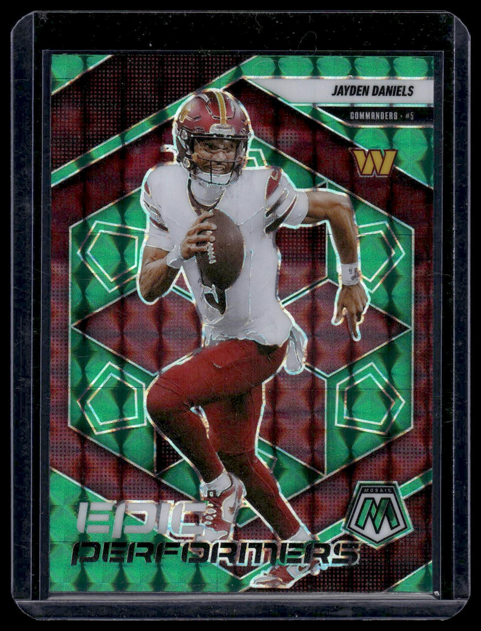 2025 Mosaic Football #20 Jayden Daniels Epic Performers Green Mosaic Prizm