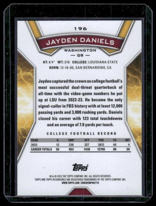 2024 Topps Resurgence Football #196 Jayden Daniels