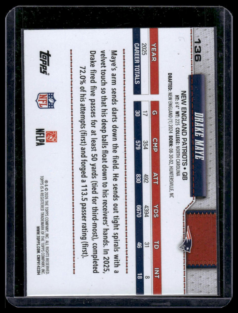 2026 Topps Flagship Football #136 Drake Maye