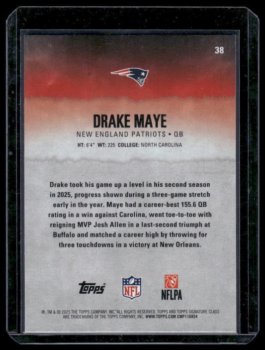 2025 Topps Signature Class Football #38 Drake Maye Round Pick