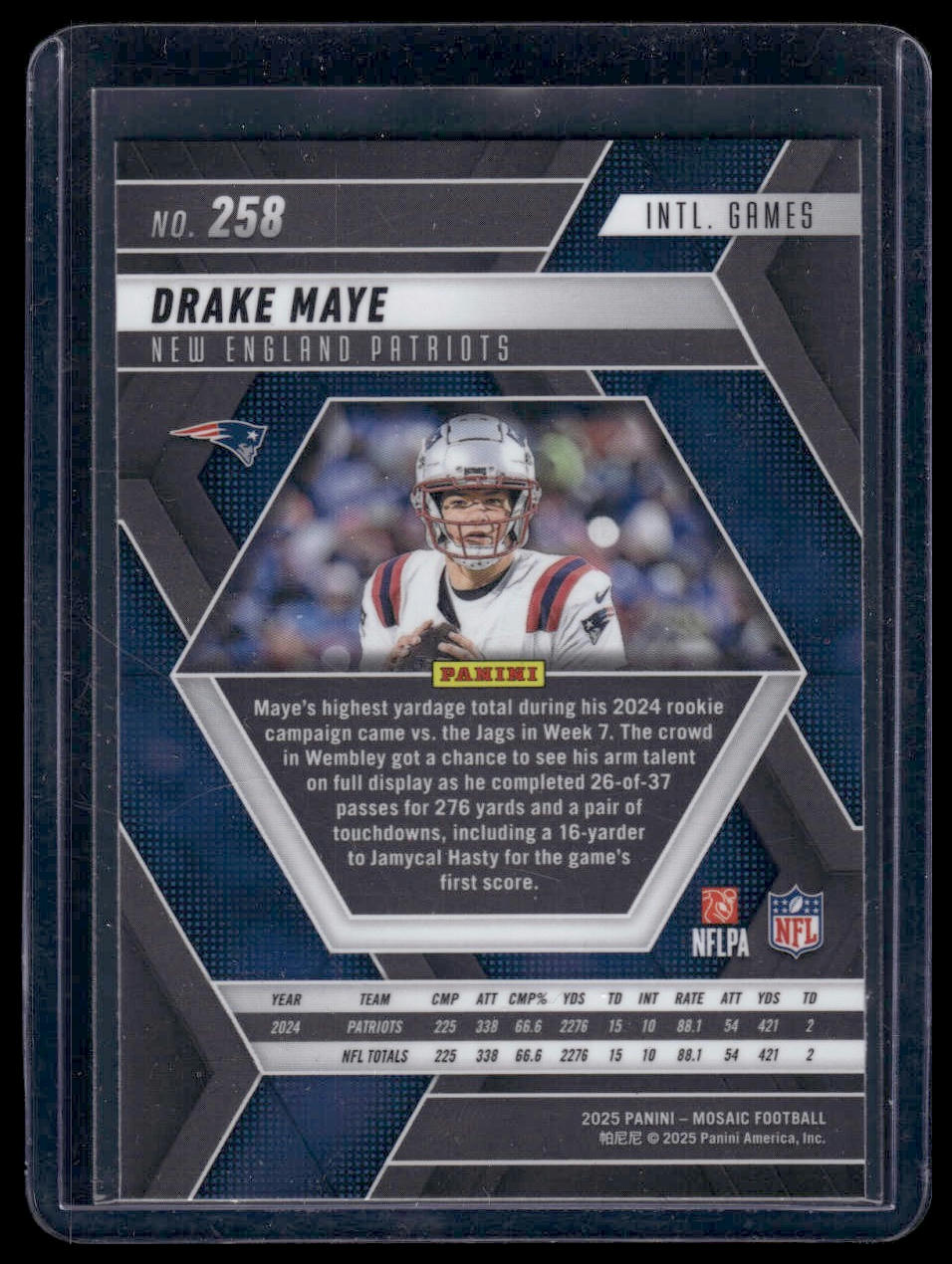 2025 Panini Mosaic Football #258 Drake Maye England Games